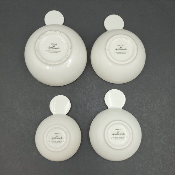 Hallmark Nesting Ceramic Measuring Cups Bowls Embossed Snowflake Handles - Picture 3 of 7